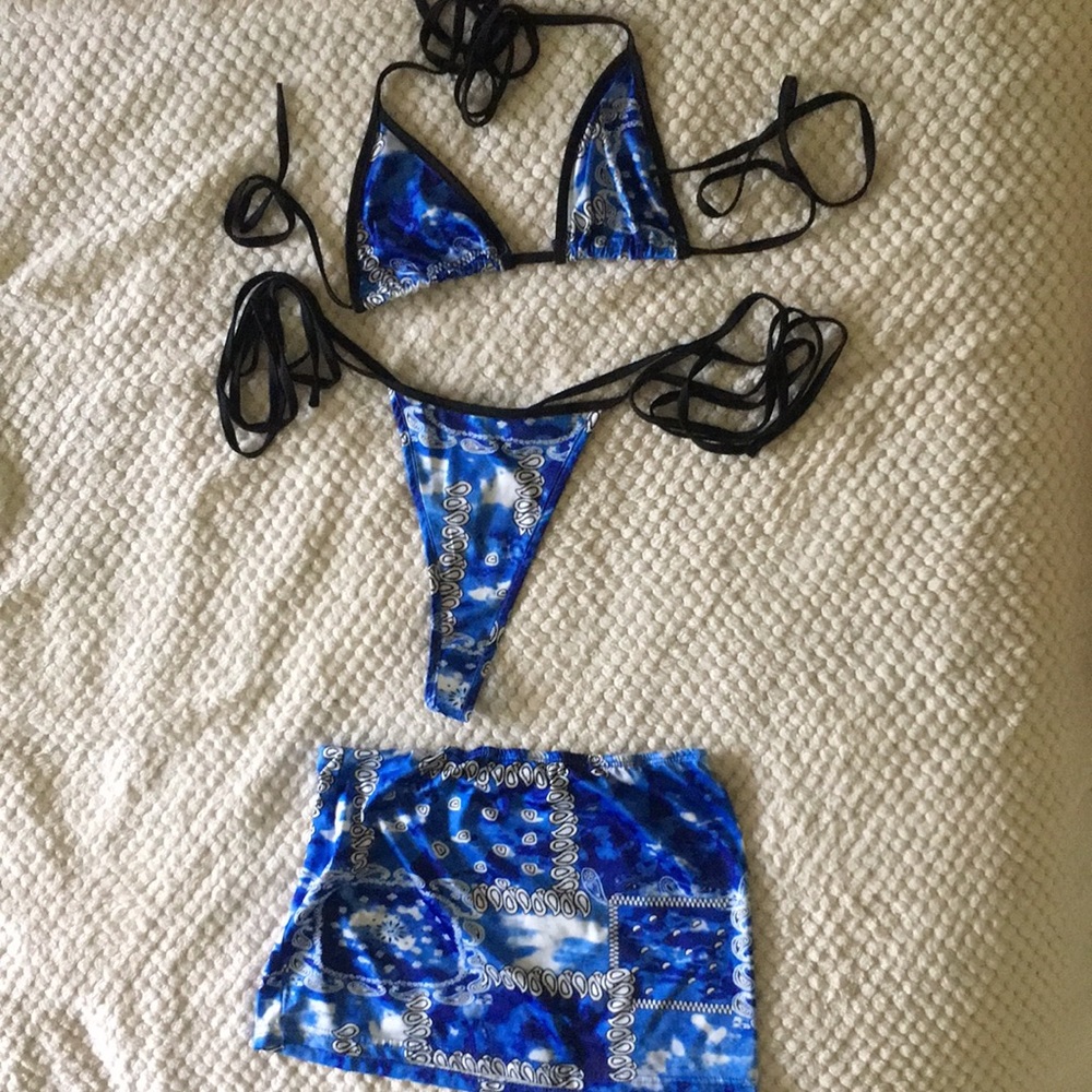 Blue Paisley Bikini Print Set - Picture 2 of 2